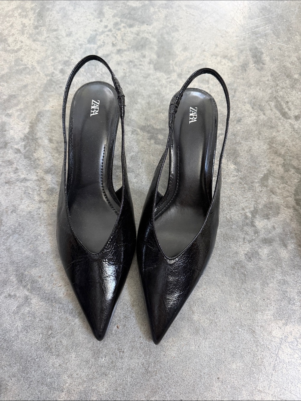 ZARA Black Pointed Slingback Pumps